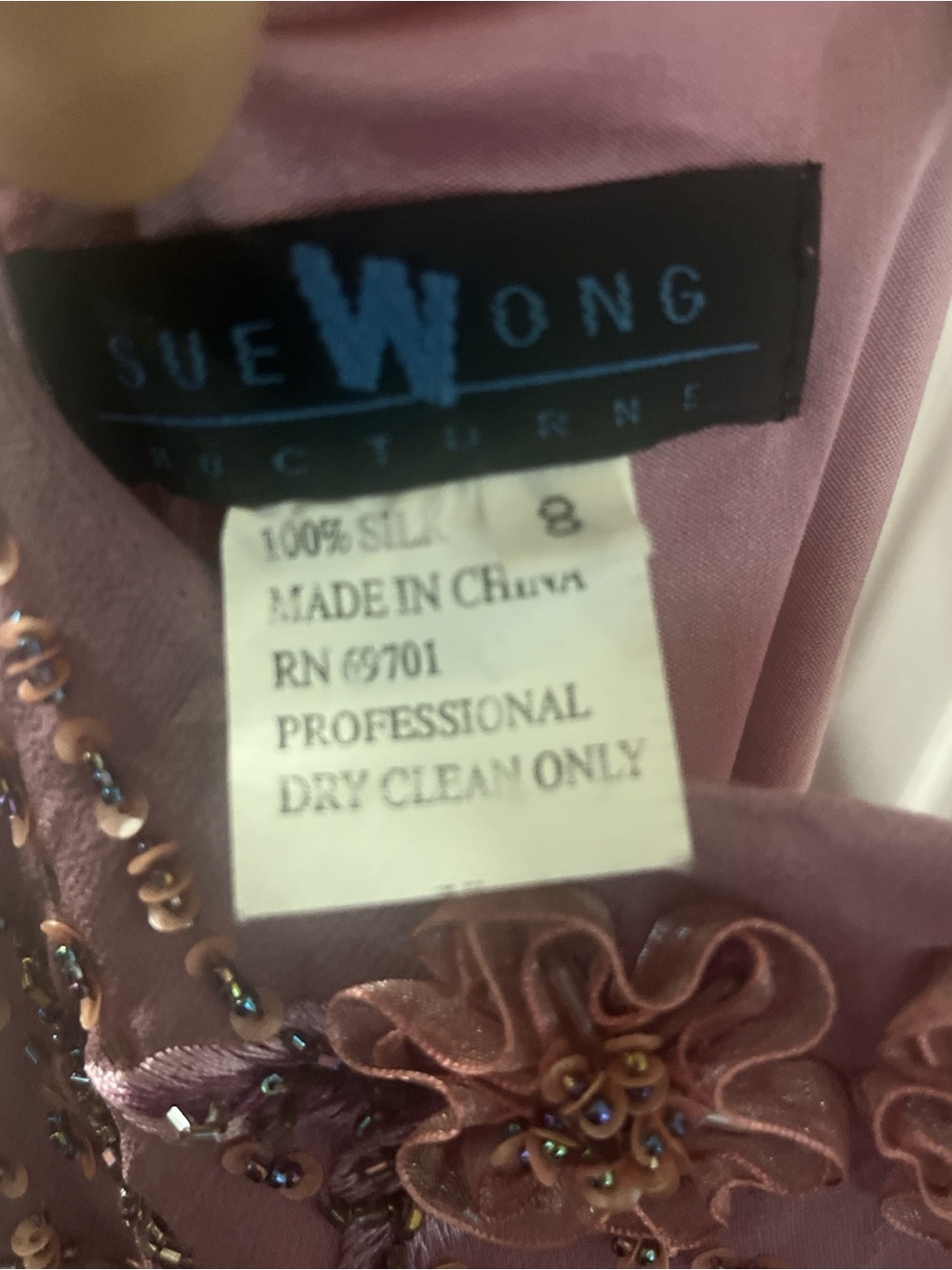 Sue Wong Miley Cyrus Dusty Mauve purple beaded Asymmetrical Spaghetti-Strap Dres - Picture 3 of 8
